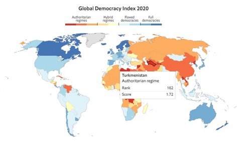 Туркменистан занял шестое место с конца в рейтинге демократии